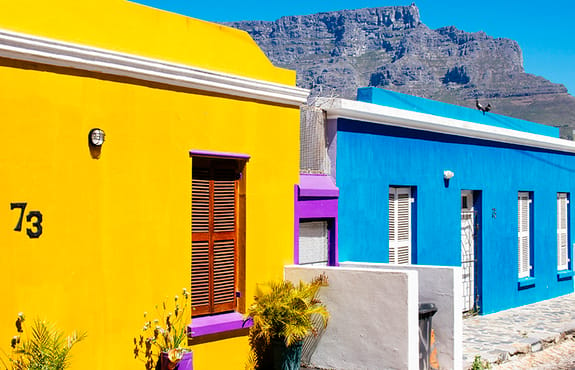 Brightly colored houses in Bo-Kaap, Cape Town