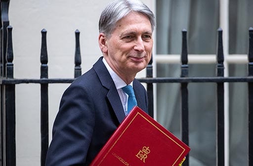 Philip Hammond, U.K. chancellor of the exchequer, departs number 11 Downing Street on his way to present the spring statement in Parliament in London