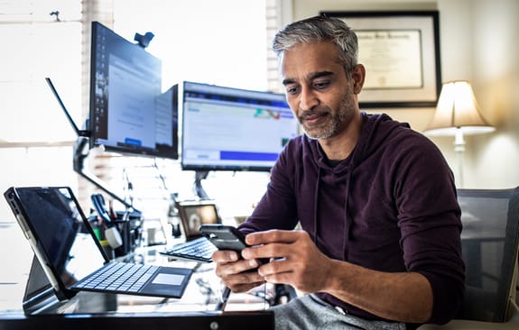 Man working in home office
