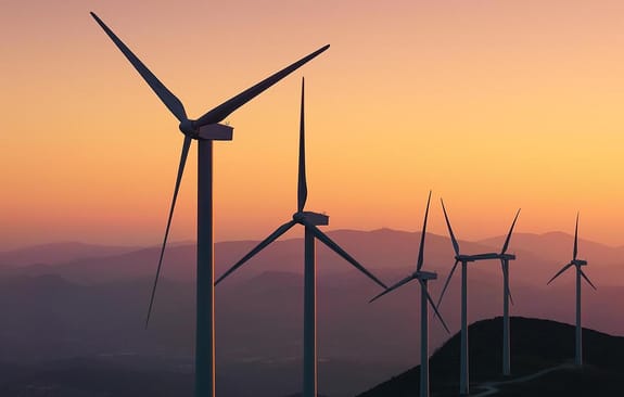 Wind Farm Turbines at sunset