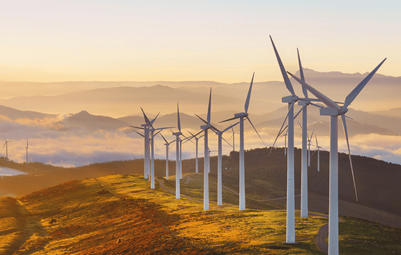 wind farm on a mountain