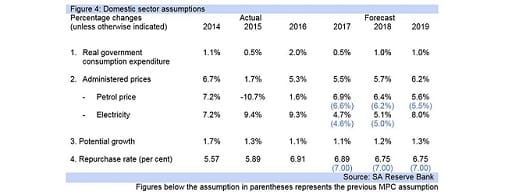 Figure 4: Domestic sector assumptions