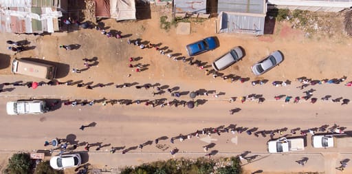 Queues for food in townships outside Centurion