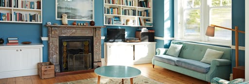 Old fashioned fireplace in lounge