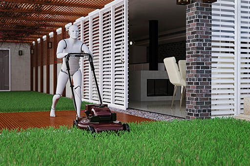 robot mowing lawn