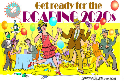 get ready for the roaring 2020s cartoon showing people partying