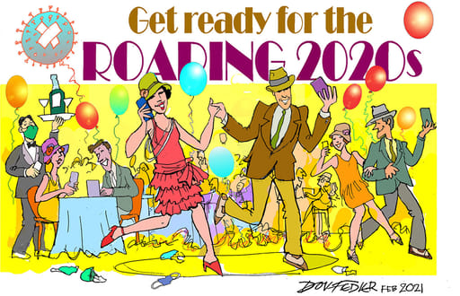 get ready for the roaring 2020s cartoon showing people partying