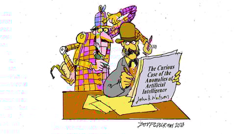 Cartoon showing elements of healthcare all linked to an electronic device