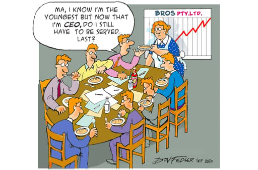 Family business cartoon scene