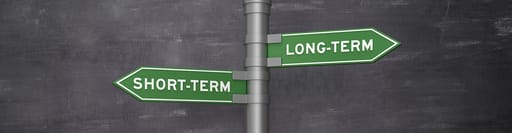 Direction signs pointing to Short-term and Long-term