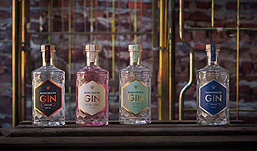 Gin bottles on a wall