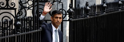 Sunak waving from Number 10 Downing Street