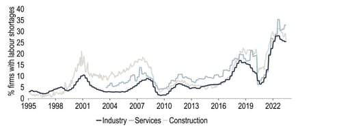 Chart 15: Labour shortages remain rife according to a European Commission survey