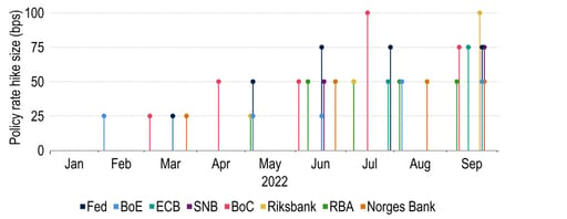 Larger rate hikes have quickly become the norm for central banks 