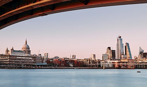 London skyline showing the financial district