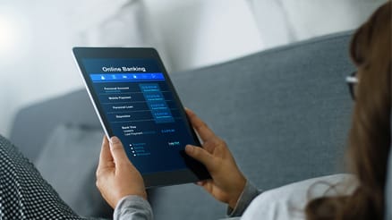 Online banking on tablet