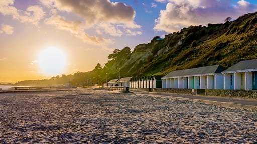 The beach near Bournemouth at sunset