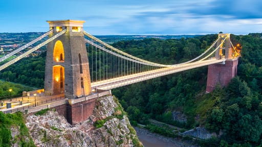 Bristol's Clifton Suspension Bridge at dawn