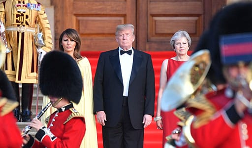 Melania Trump, President Donald Trump and Prime Minister Theresa May