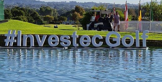The #InvestecGolf sign at the SA Championship