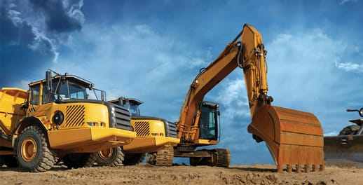 Yellow excavator digger 