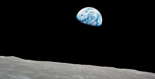 View of earth from the moon