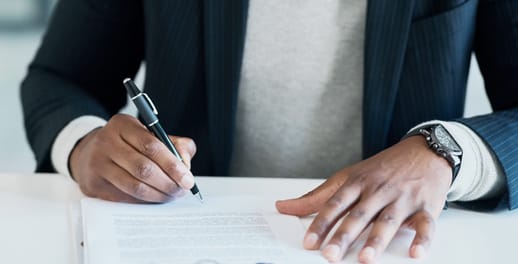 signing a document