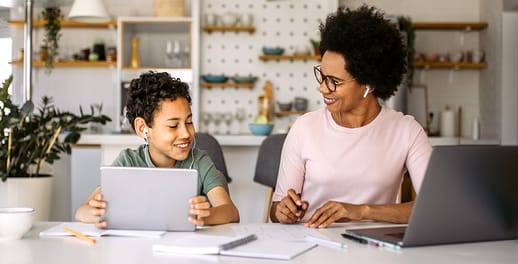 Father and son learning financial literacy