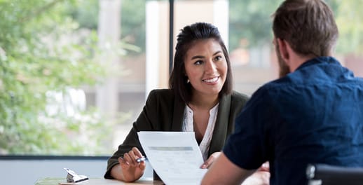 consultant speaking with client