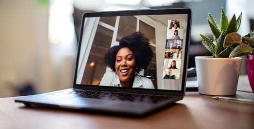 Businesswoman having a video call meeting