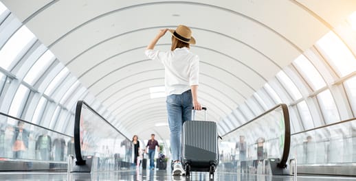 Woman walking through the airport