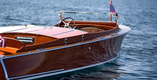  classic cherry-wood speedboat