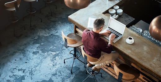 Male working at restaurant counter