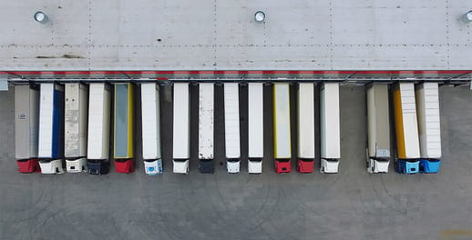 View from above of lorries at loading bay