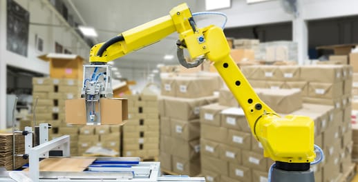 Robotic arm in factory