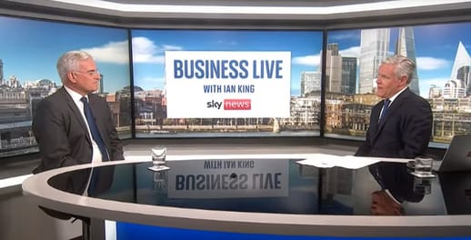 Roger Lee speaking to Ian King on the Sky News Live Business television show
