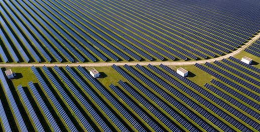 Looking down on a solar farm