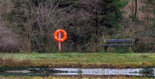 Lifebelt next to a lake