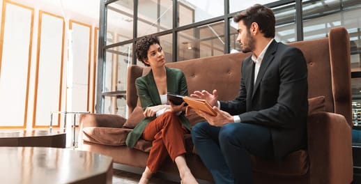 A woman having a meeting with a private banker