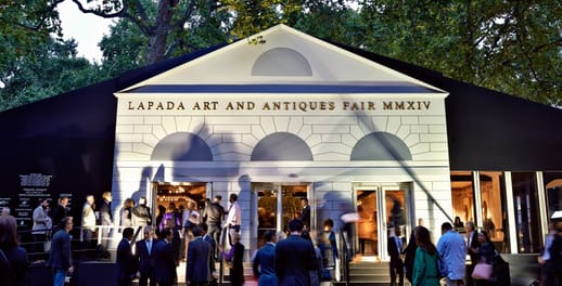 The front of the LAPADA Art and Antiques Fair marquee