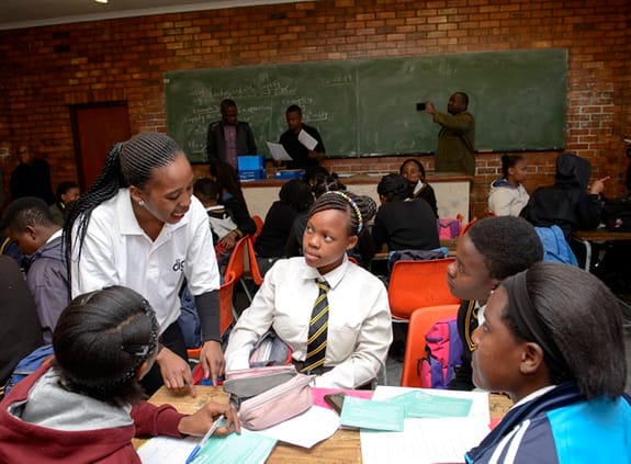 South African children in a classroom
