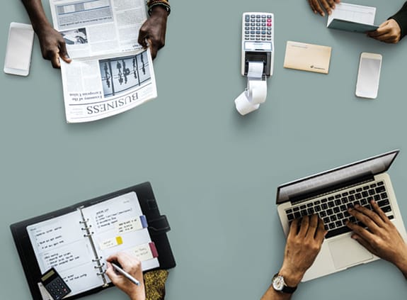 Business people working at a desk