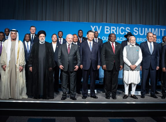 BRICS leaders on stage at 2023 meeting in South Africa
