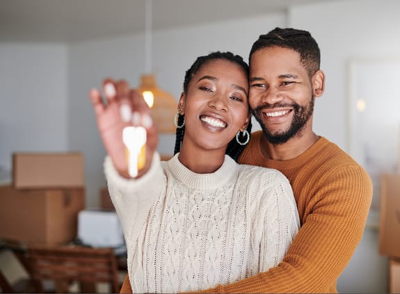Couple in their new home
