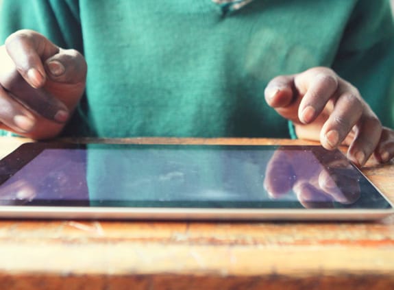 Child working on a tablet