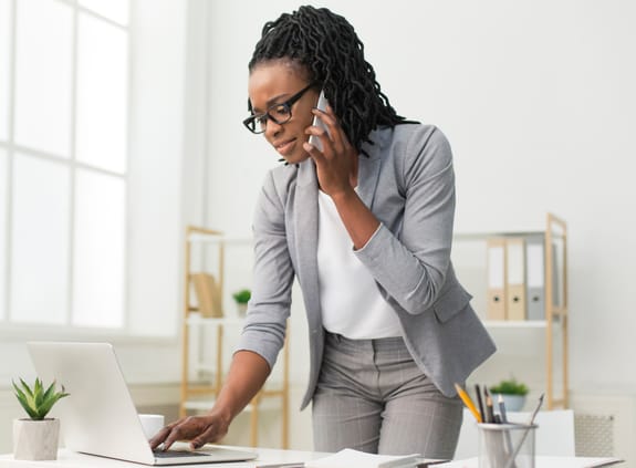 Businesswoman meeting with client in office