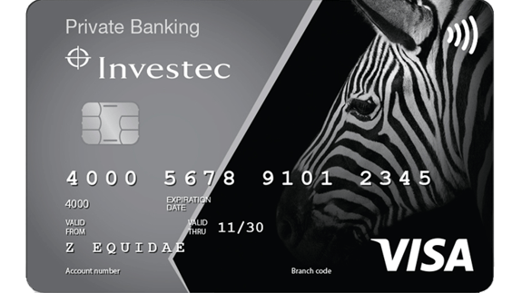 Investec private bank account card
