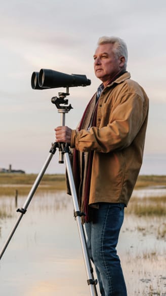Older man with binoculars