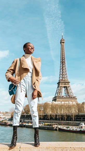 Young female traveler in Paris