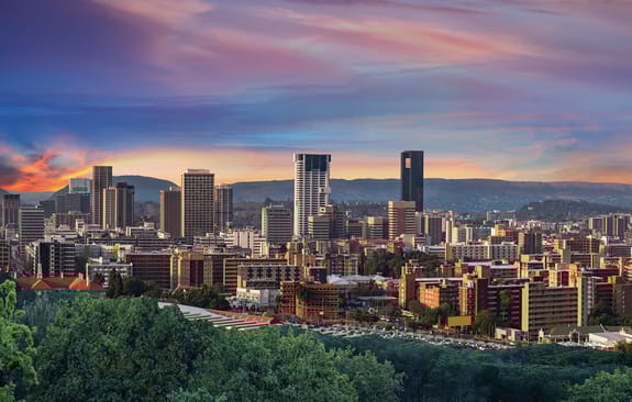 Pretoria city skyline at dusk